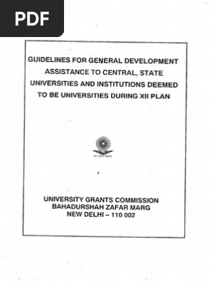 UGC Guidelines for General Development Assistance to Universities