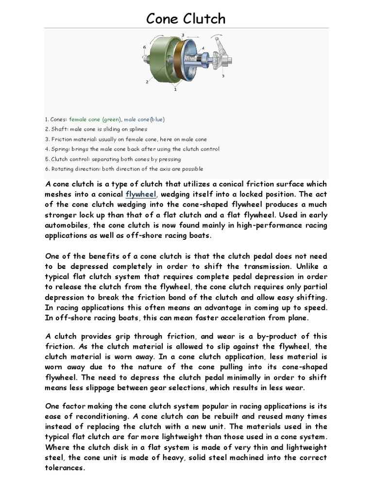 Cone Clutch PDF Clutch Manufactured Goods