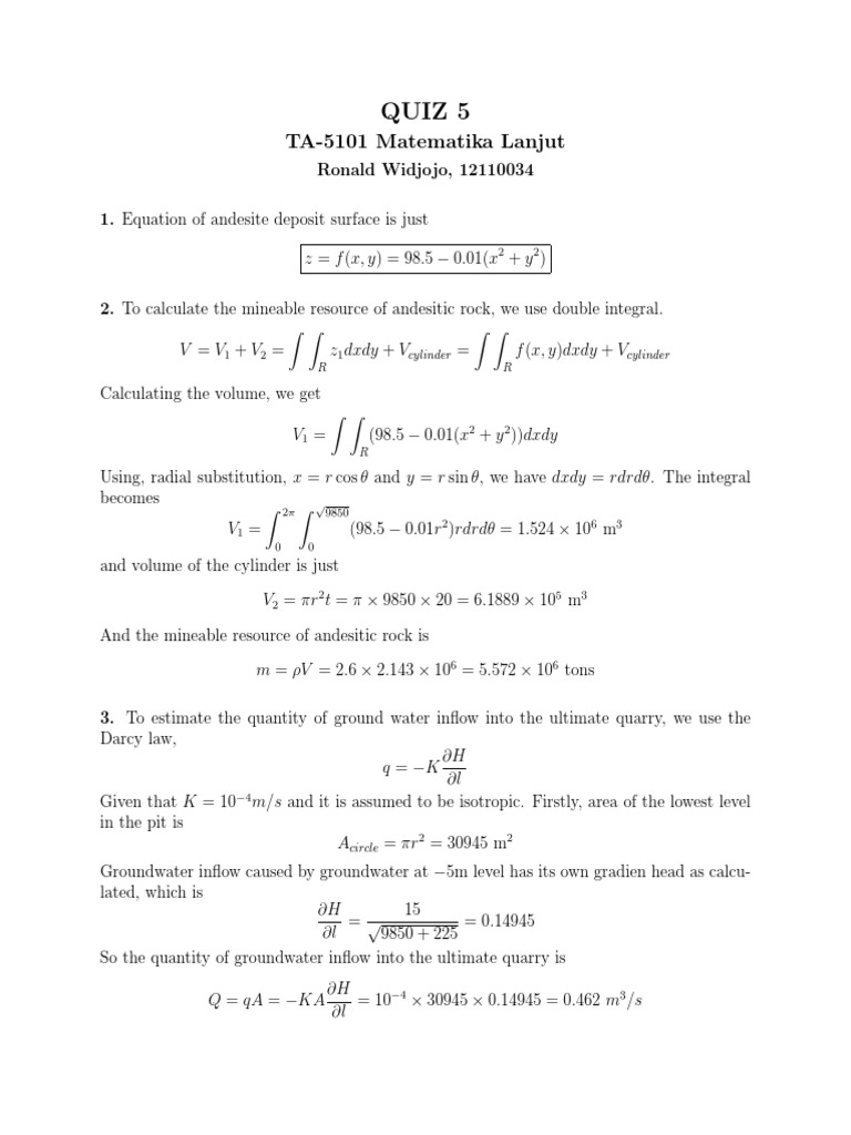 Advanced Math for Mining Students | PDF