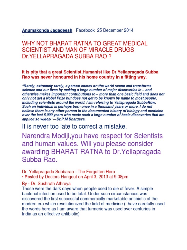WHY NOT BHARAT RATNA TO GREAT MEDICAL SCIENTIST AND MAN OF MIRACLE ...