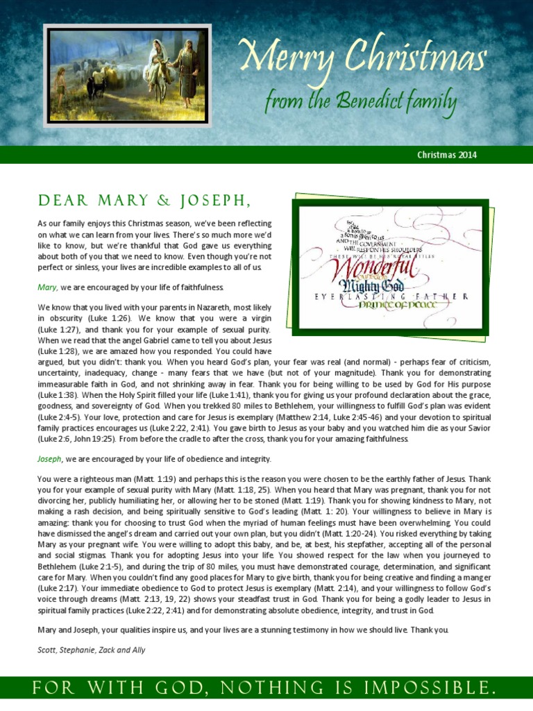 Benedicts Christmas Letter 2014 PDF Mary, Mother Of Jesus Gospel