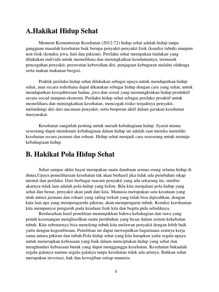 Pola Hidup Sehat Asli