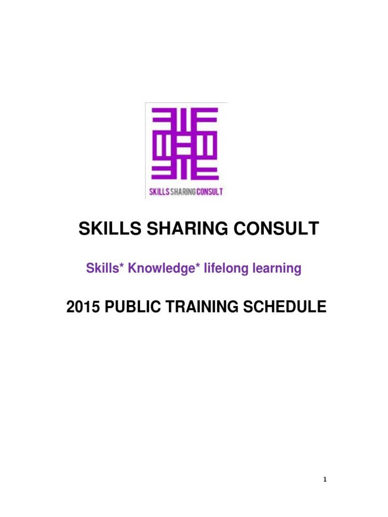 2015 Skills Sharing Training Schedule | PDF