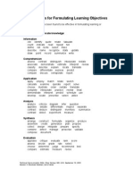 List of Verbs For Formulating Learning Objectives: Those That Communicate Knowledge: Information