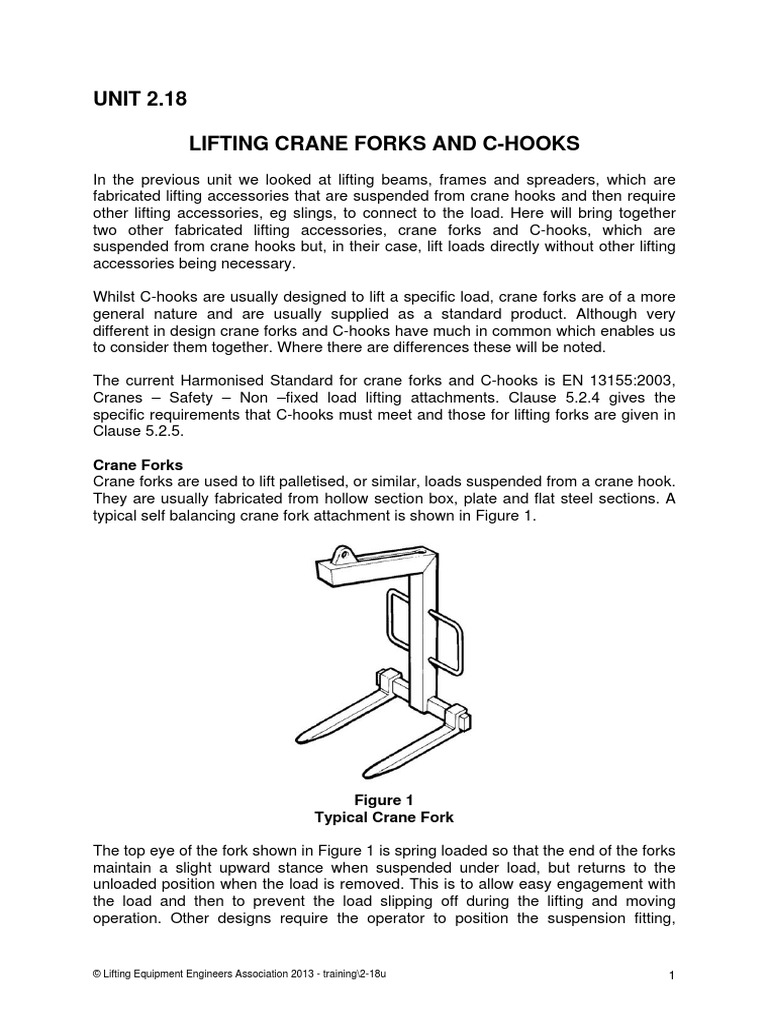 Lifting Crane Fork & CHook PDF Crane (Machine) Structural Load