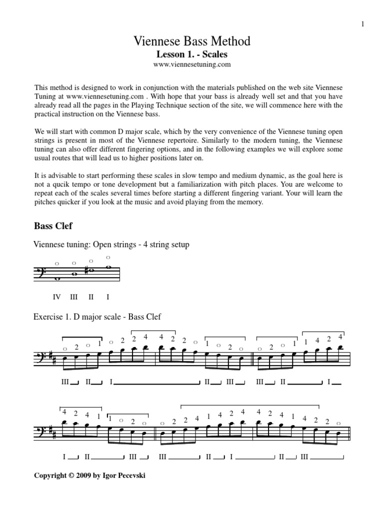 Viennese Bass Method - Lesson 1 Scales - Letter Format | PDF ...