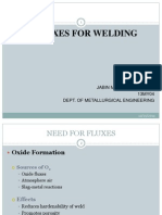 Fluxes For Welding: BY Jabin Mathew Benjamin 13MY04 Dept. of Metallurgical Engineering