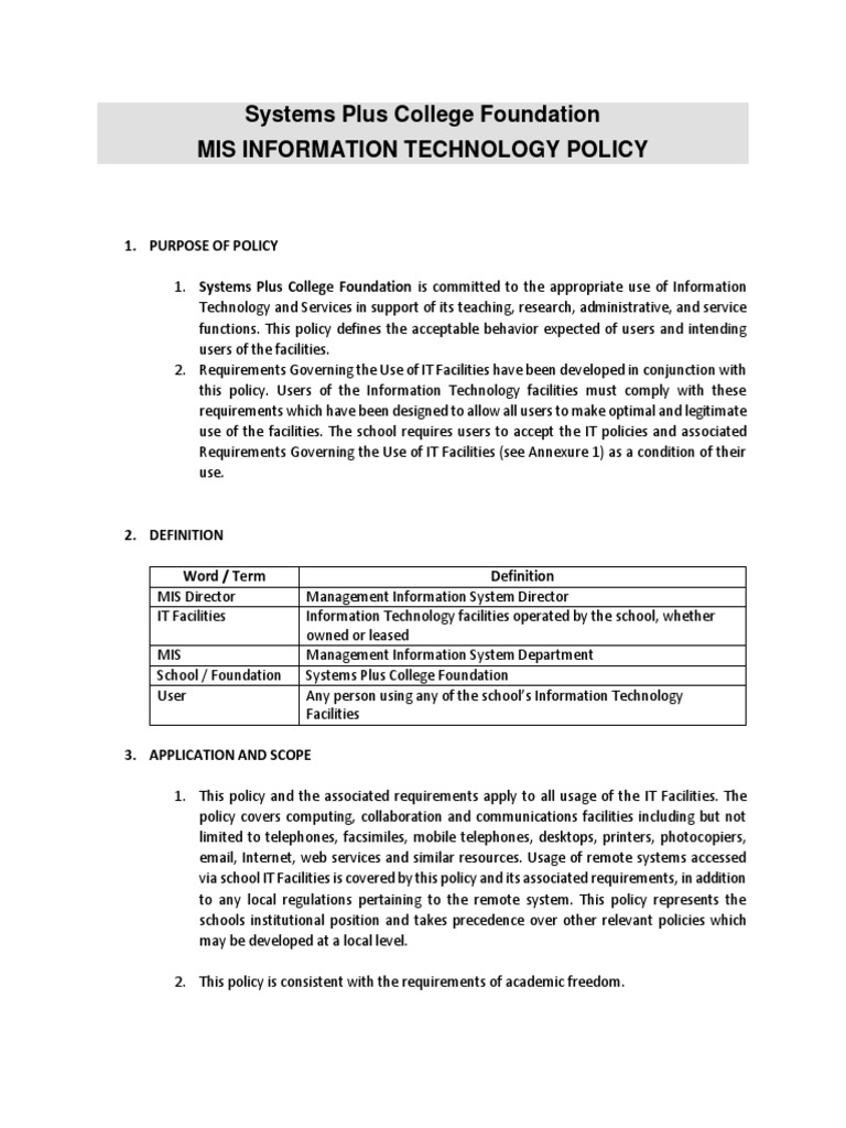SPCF It Policy | PDF | Computer Security | Security
