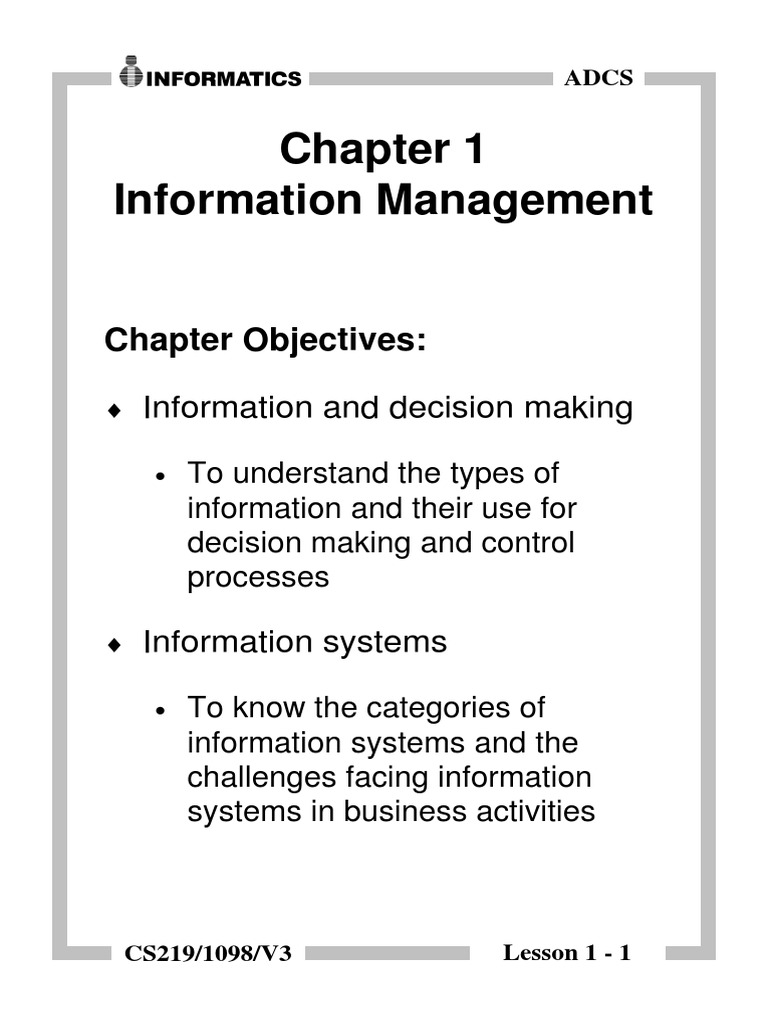 Information Management and Systems Overview | PDF | Information System ...