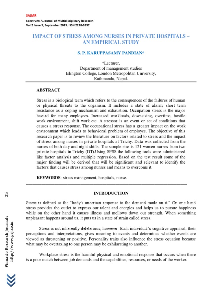 Stress Impact on Nurses in Private Hospitals | PDF | Occupational ...