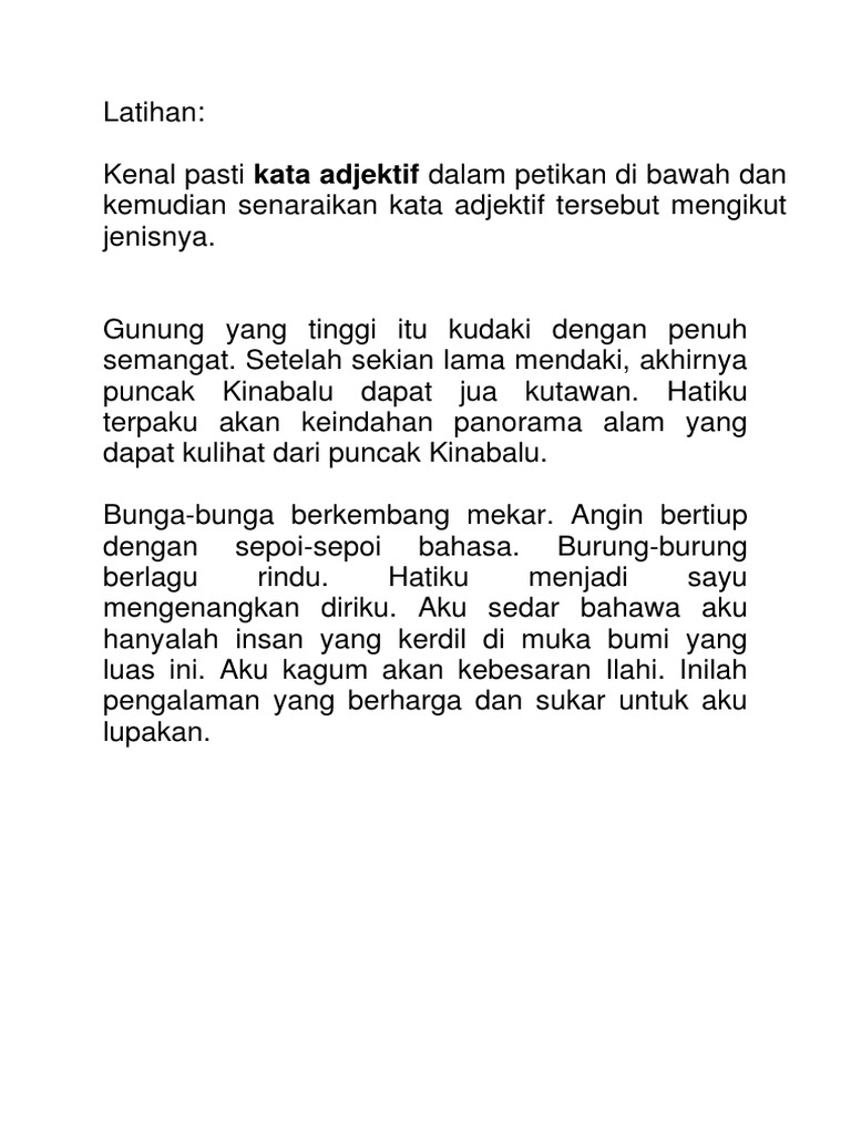 Latihan Kata Adjektif Pdf