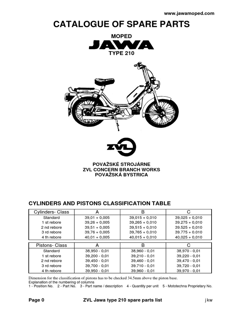 Jawa 210 Moped Spare Parts Catalogue | PDF