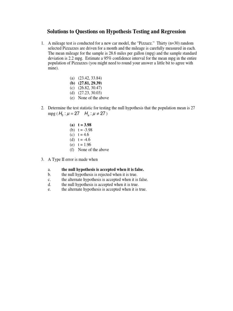 Statistics Problem Solutions | PDF | Statistical Hypothesis Testing ...