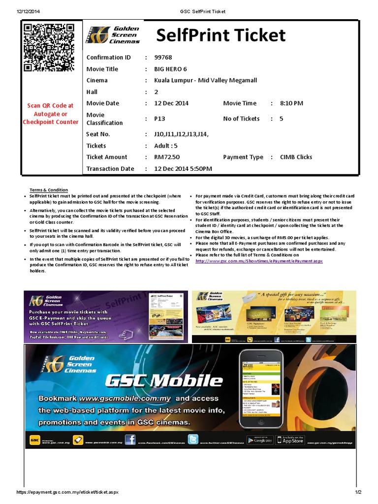 GSC SelfPrint Ticket Details | PDF | Business | Finance & Money Management