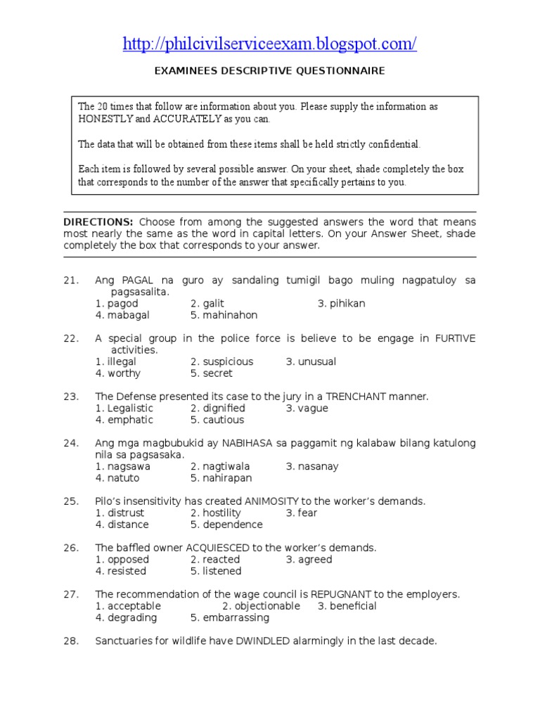 Civil Service Reviewer With Answer Part 1 PDF