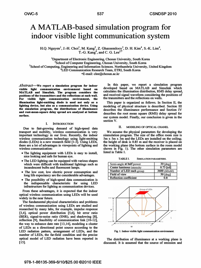 A MA TLAB-based Simulation Program For Indoor Visible Light ...