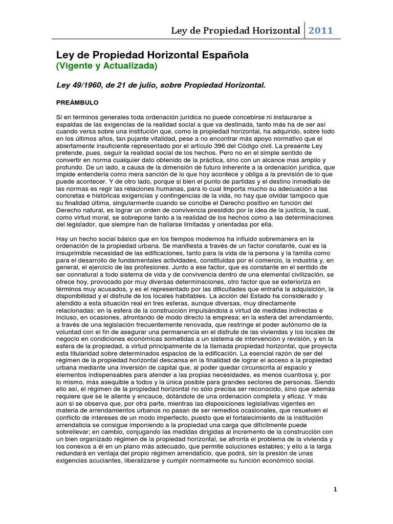 Ley de Propiedad Horizontal | PDF | Finanzas y administración del dinero
