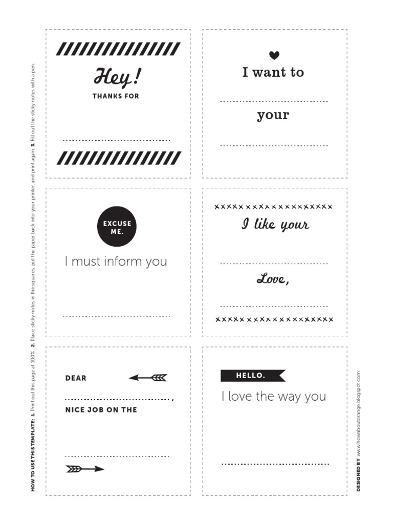 Printable Sticky Notes PDF PDF