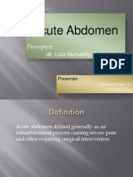 Acute Abdomen: Preseptor: Dr. Liza Nursanty, SPB, Mkes, Finacs