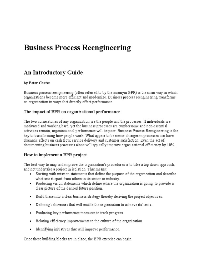 Understanding Business Process Reengineering | PDF | Business Process ...