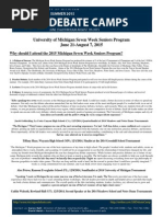 University of Michigan Seven Week Seniors Program June 21-August 7, 2015