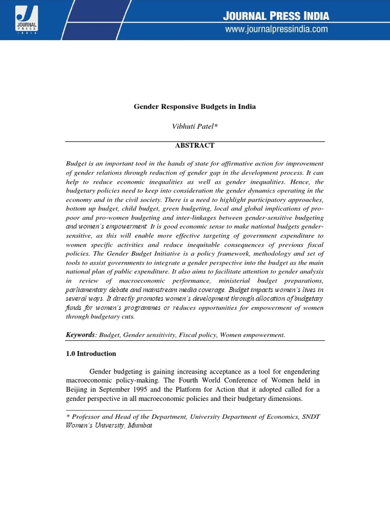 Gender Responsive Budgets in India | PDF | Gender Mainstreaming | Gender