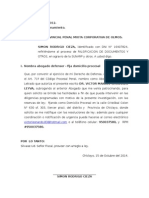 Apersonamiento A La Fiscalia 199-2012 - Simon Rodrigo Cieza