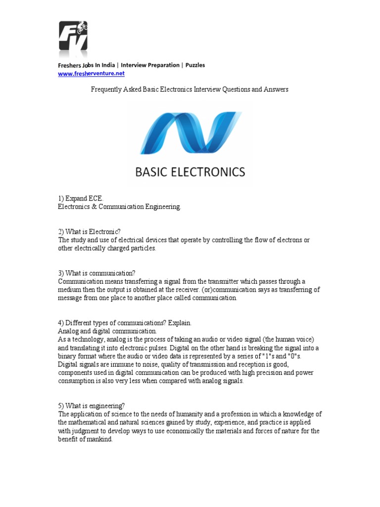 Basic Electronic Interview Questions and Answers PDF Channel Access