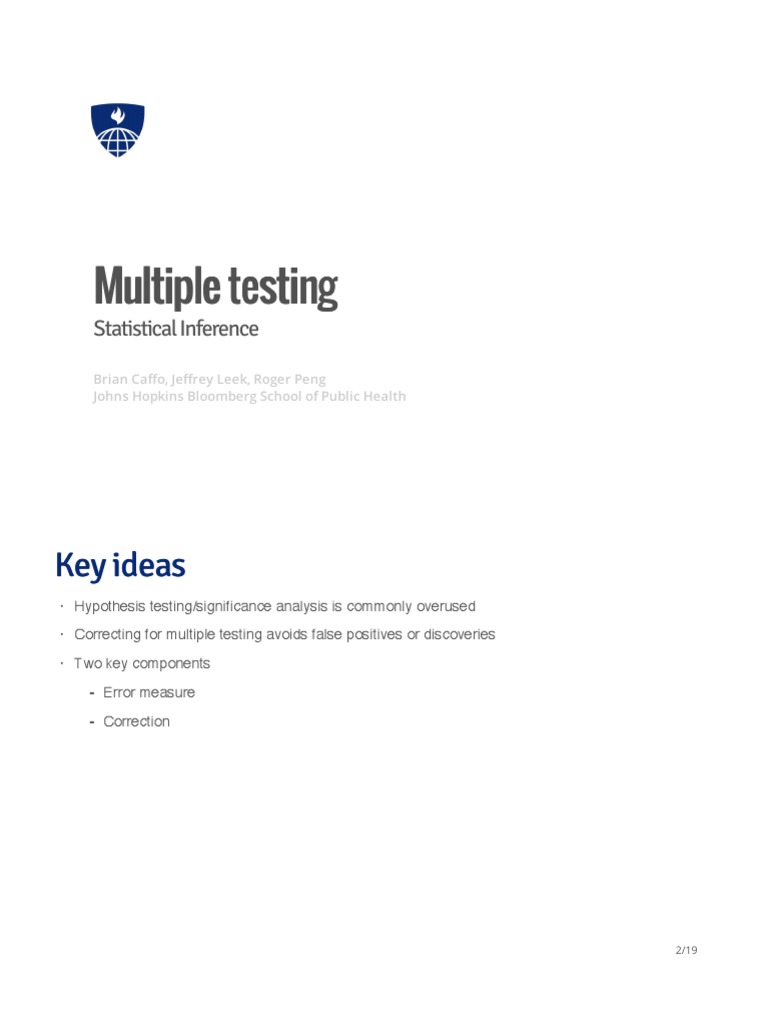 Multiple Testing Multiple Testing: Statistical Inference | PDF ...