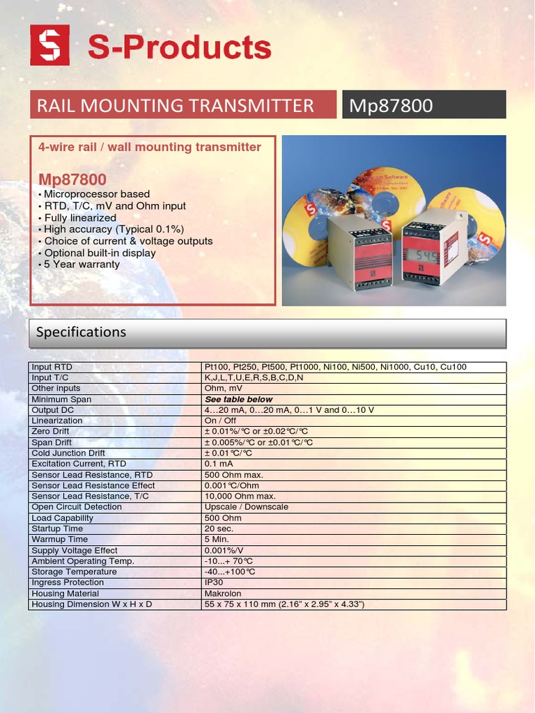 Rail Mount Transmitter Mp87800 Specs | PDF | Technology & Engineering