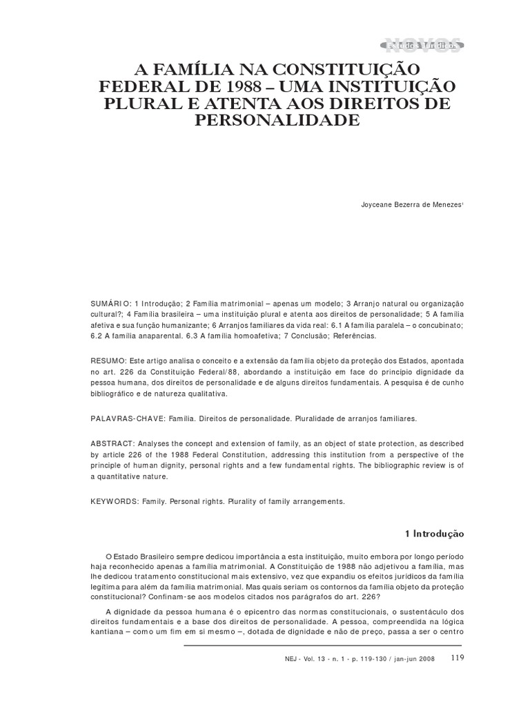 A Família Na Constituição Federal de 1988 | PDF | União estável | Família