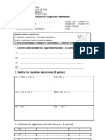 Prueba de Diagnóstico de Matematica 3º Básico