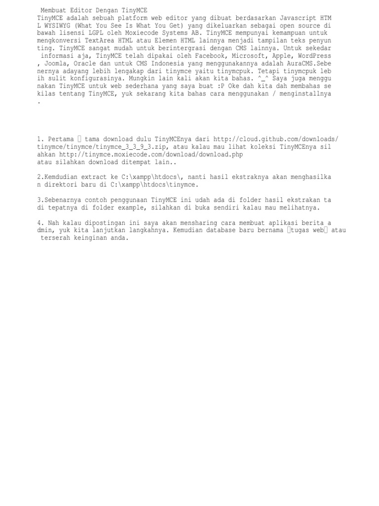 Membuat Editor Dengan TinyMCE | PDF