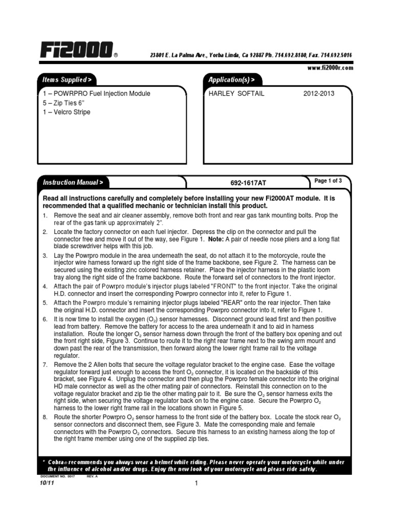 Cobra FI2000 Power Pro Tuner 6921617AT PDF PDF Electrical