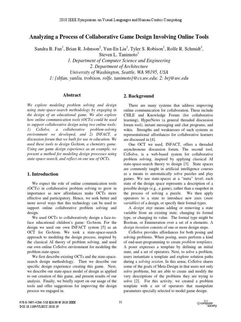 Analyzing A Process of Collaborative Game Design Involving Online Tools ...