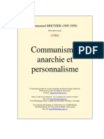 Emmanuel Mounier - Communisme, Anarchie Et Personnalisme