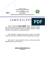 Certification: Kagawaran NG Edukasyon