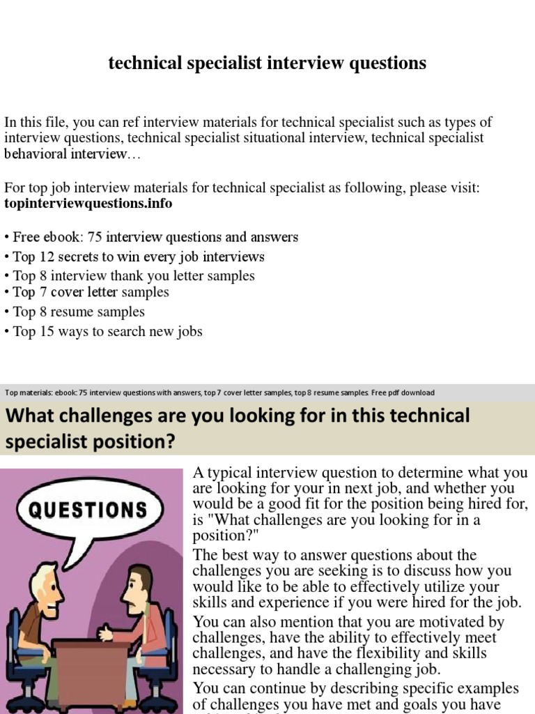 Technical Specialist Interview Questions: Topinterviewquestions - Info ...