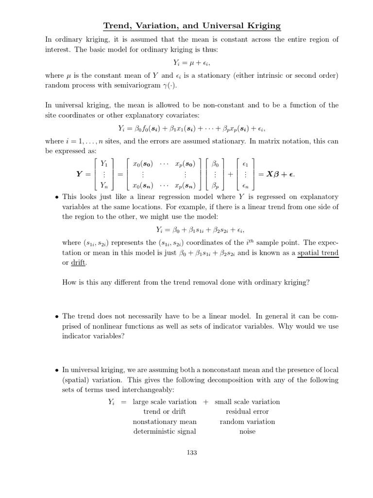Universal Kriging: Trends and Variations | PDF | Linear Trend ...