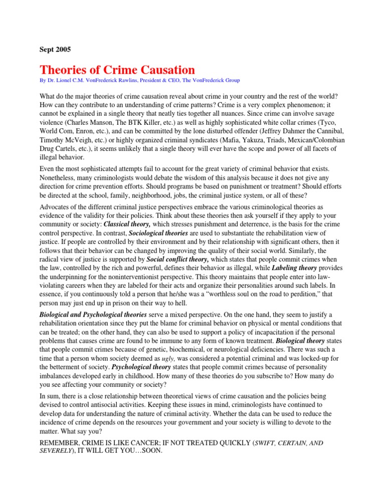 what is crime causation essay