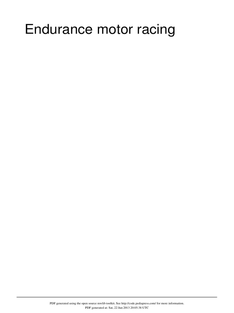 Endurance Motor Racing | PDF | Sports Car Racing | 24 Hours Of Le Mans