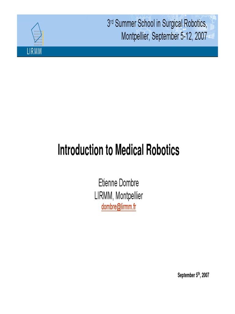 Overview of Medical Robotics | PDF | Prosthesis | Surgery