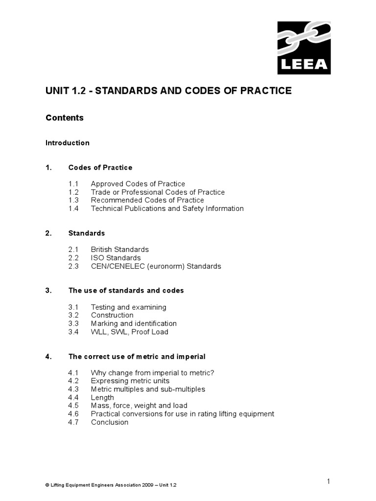 Standards and Codes of Practice | PDF | Tonne | International System Of ...
