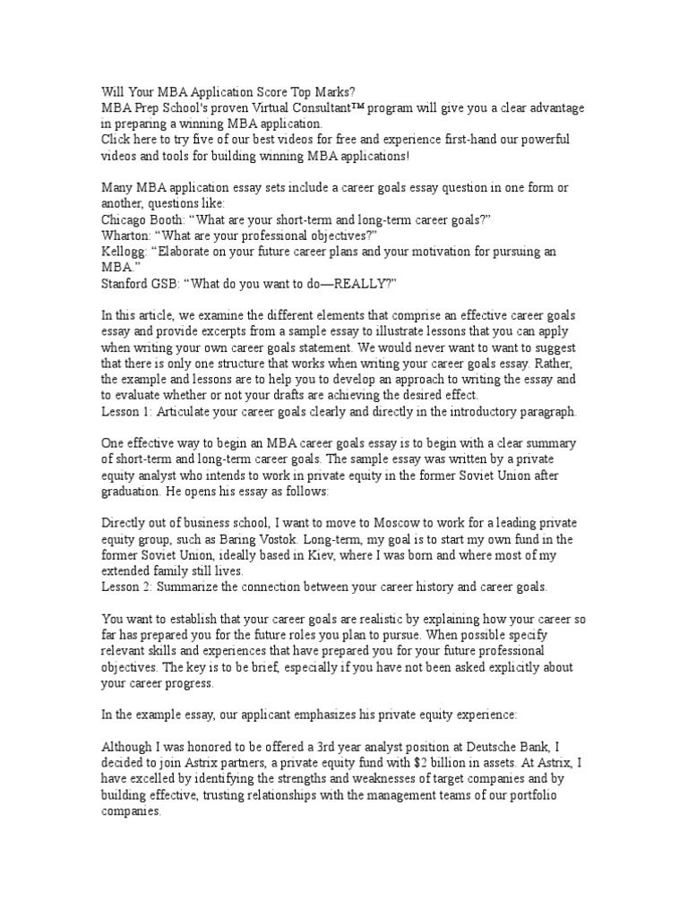 MBA Essay Tips  PDF  Goal  Master Of Business Administration