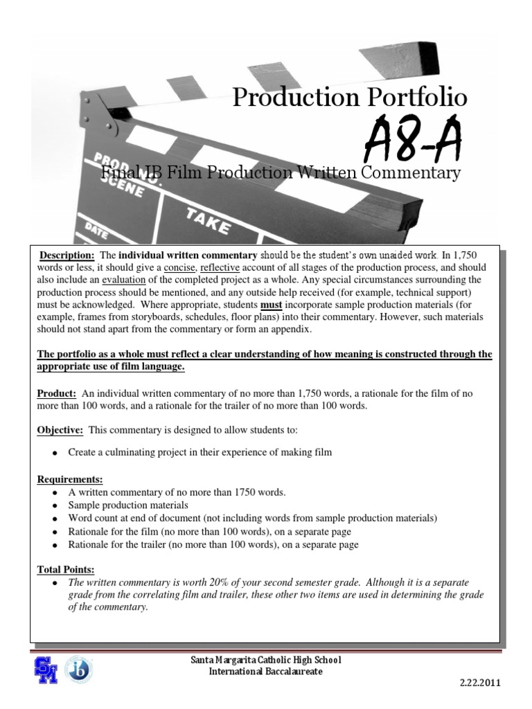 IB Film Production Commentary Guide | PDF | Creativity | Evaluation