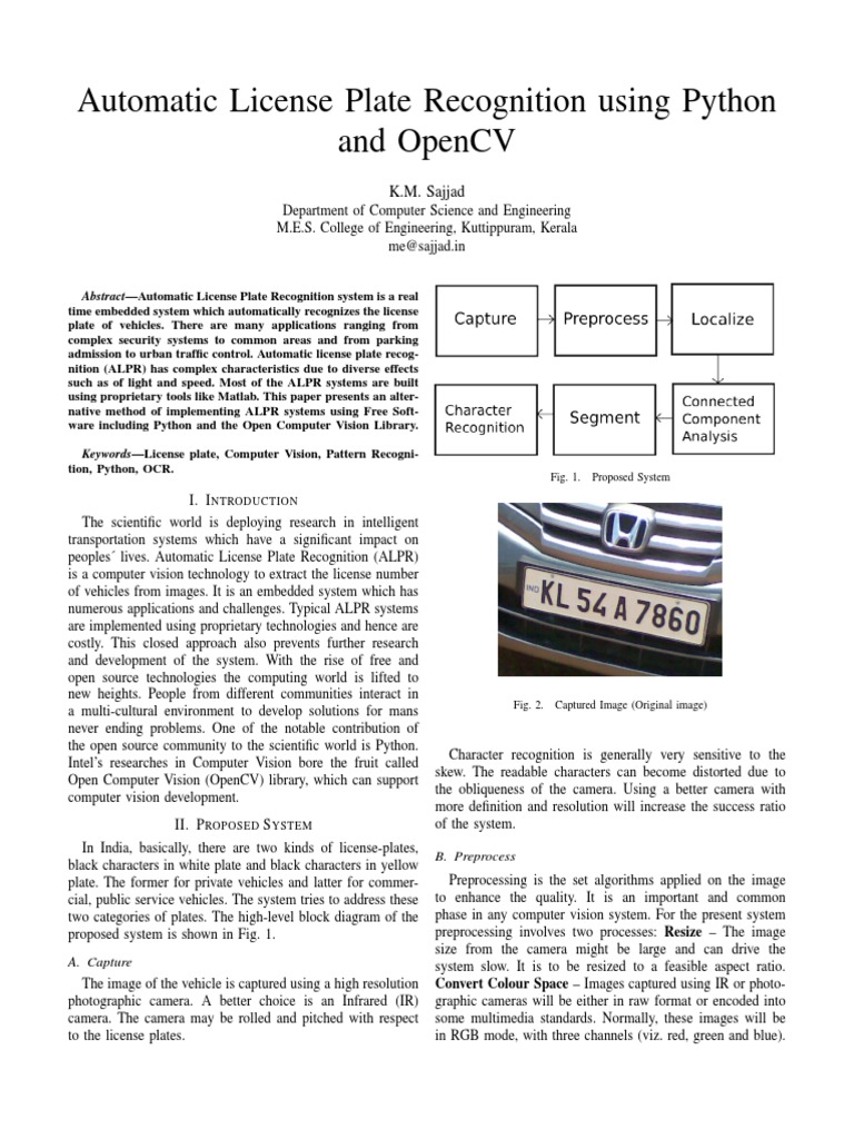Automatic License Plate Recognition Using Python and OpenCV | PDF