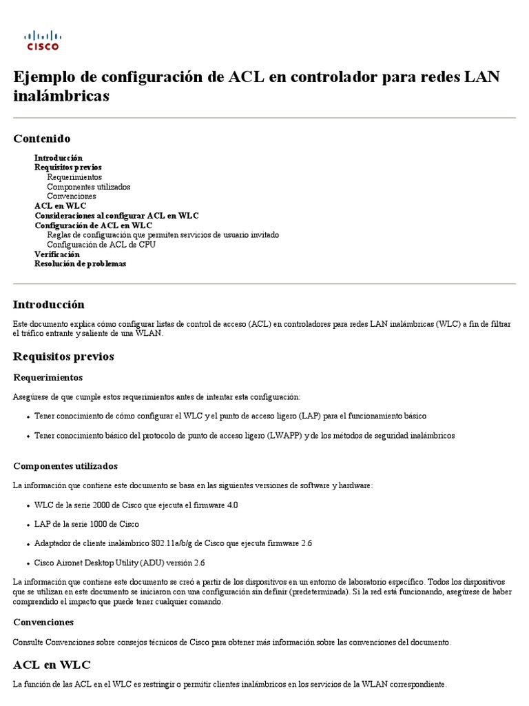 Acl-Wlc | PDF | Dirección IP | LAN inalámbrico