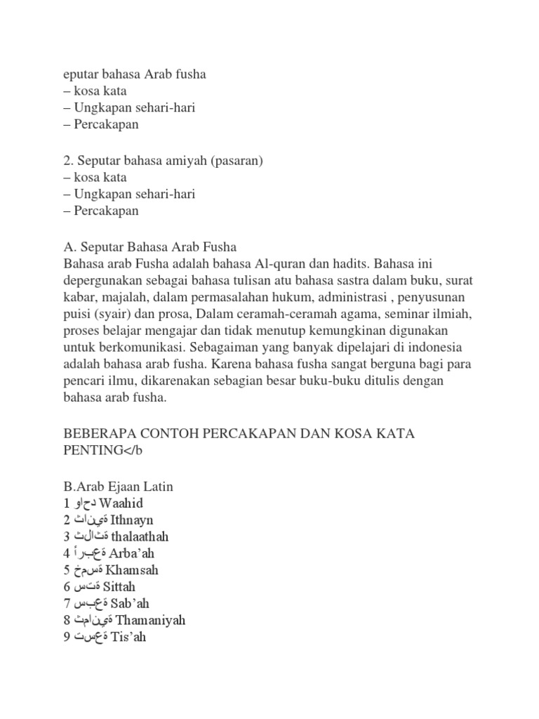 Eputar Bahasa Arab Fusha KKK | PDF
