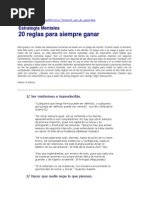 20 Reglas para Siempre Ganar