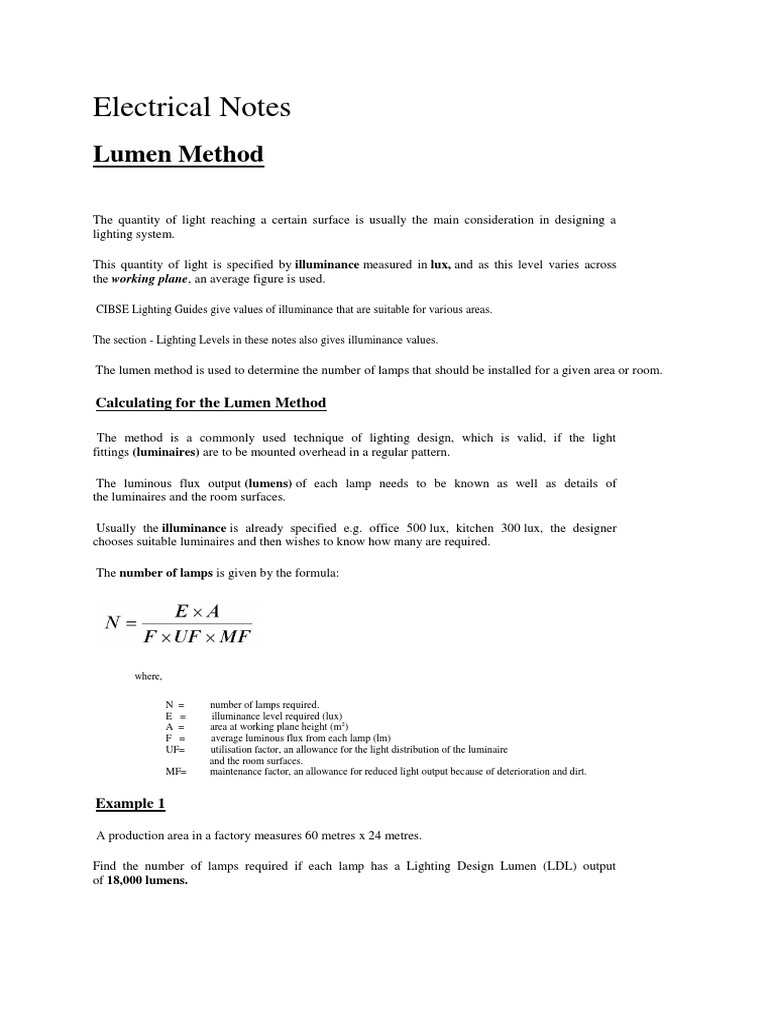 Lighting Calculation PDF Lighting Spectrum